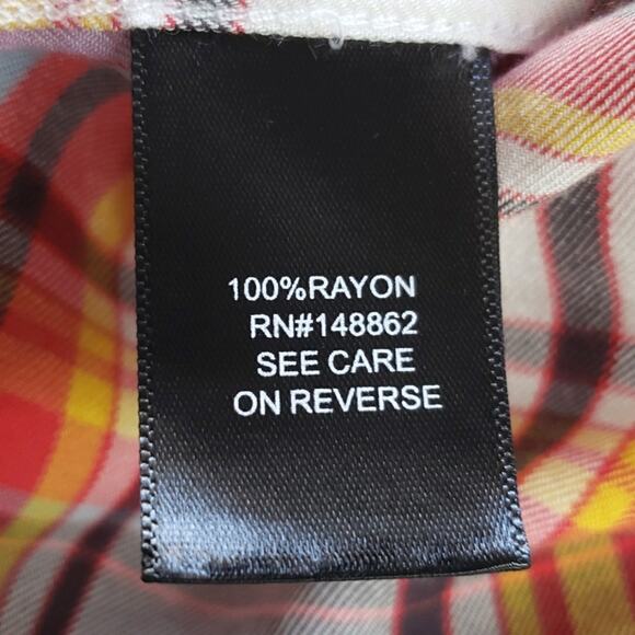 Torrid Lizzie Button Up Shirt Multi Plaid Rayon Plus Size 2X - Picture 7 of 12